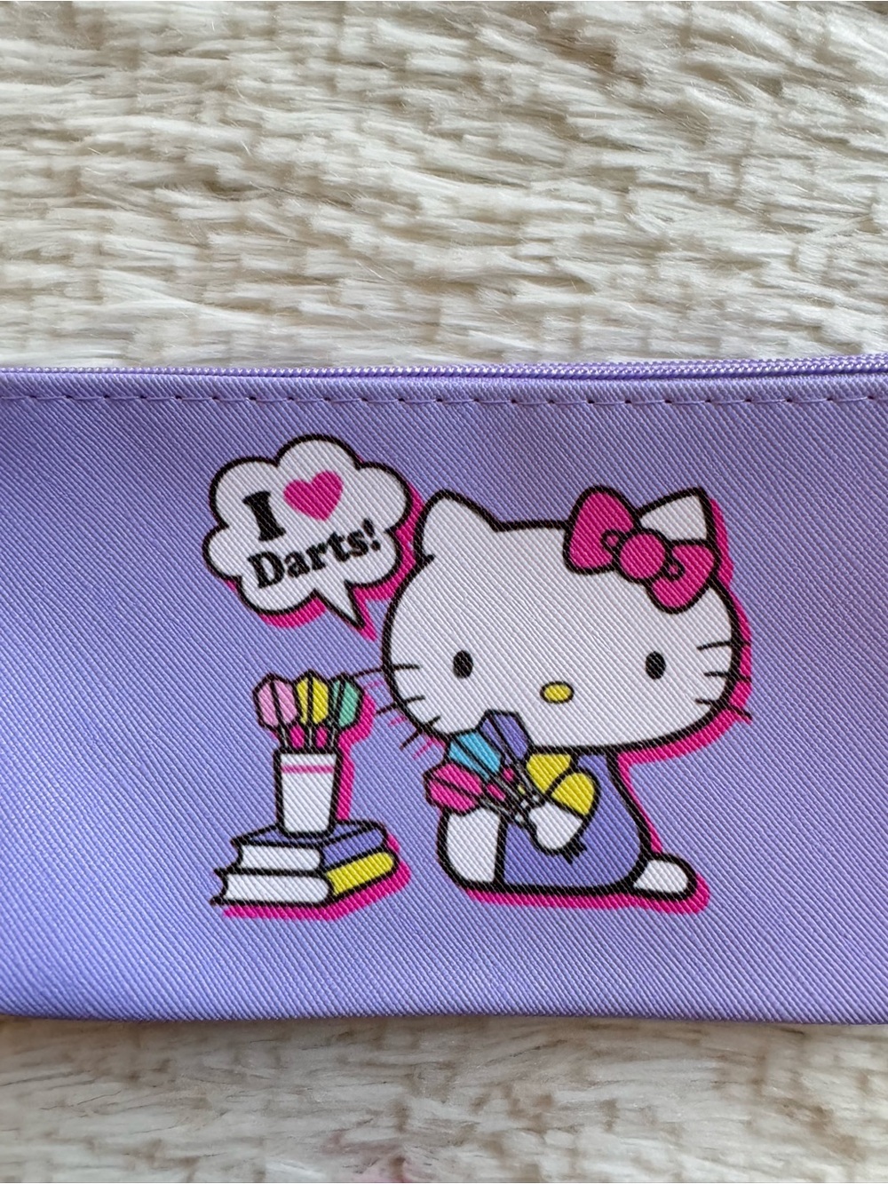Hello Kitty Lavender Pencil Case with Pink Bow and Multicolor Accents